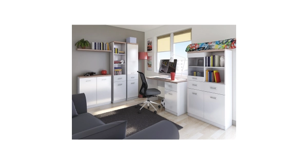 SANGIR vitrína 3D1S, bílá/dub sonoma