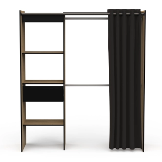 Šatní organizér SNOWMAS se závěsem, dub hamilton/černý mat