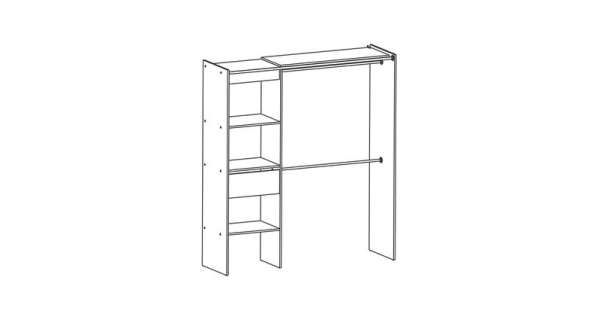 Šatní organizér SNOWMAS se závěsem, dub sonoma/černý mat