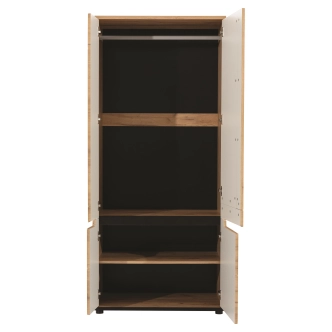 Šatní skříň ABAKUS 2D, dub craft zlatý/černý