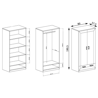 Šatní skříň ACHAO, dub lefkas