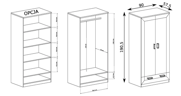 Šatní skříň ACHAO, dub stoletý