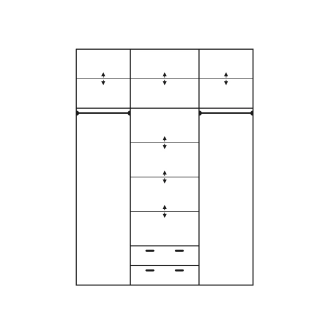 Šatní skříň ALURU se zrcadly, olše, 5 let záruka
