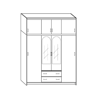 Šatní skříň ALURU se zrcadly, olše