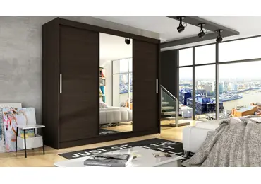 Šatní skříň ANDE I, choco/zrcadlo