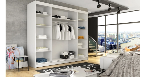 Šatní skříň ANDE V, černý mat/zrcadlo