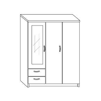 Šatní skříň BATLOW I se zrcadlem, olše, 5 let záruka