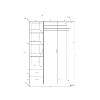 Šatní skříň BATLOW I se zrcadlem, olše, 5 let záruka