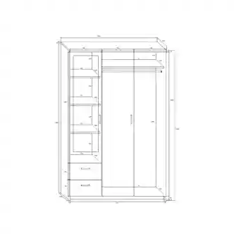 Šatní skříň BATLOW I se zrcadlem, olše