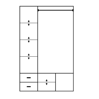 Šatní skříň BATLOW II se zrcadlem, olše, 5 let záruka