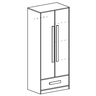 Šatní skříň BLOURT, bílá/tyrkys lesk