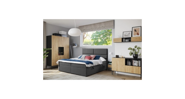 Šatní skříň BOLSENA 135, černý mat/dub artisan