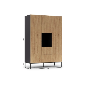 Šatní skříň BOLSENA 135, černý mat/dub artisan