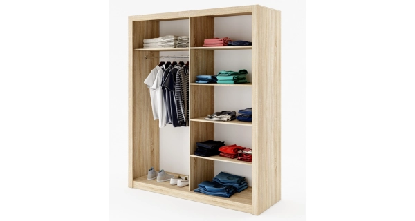 Šatní skříň BREIZ se zrcadlem, bílá