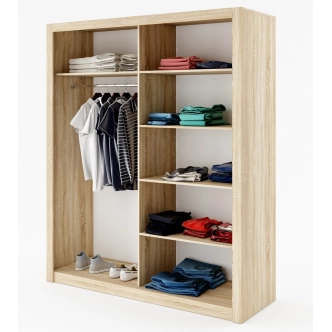 Šatní skříň BREIZ se zrcadlem, bílá