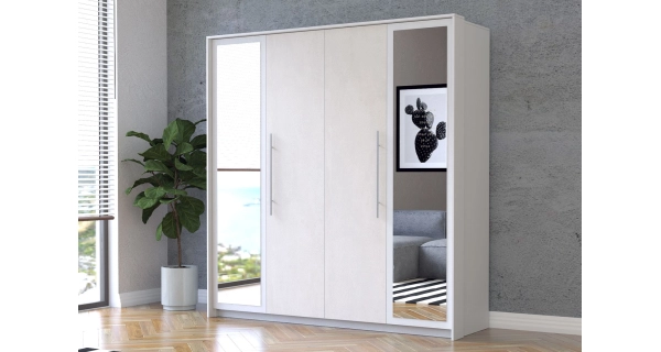 Šatní skříň BRIGIDA 4D, bílá/hedvábí