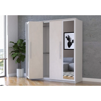 Šatní skříň BRIGIDA 4D, bílá/hedvábí