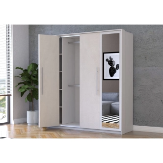 Šatní skříň BRIGIDA 4D, bílá/hedvábí