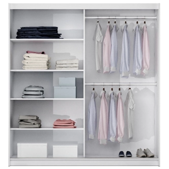 Šatní skříň DENENA 200, černá/bílý lesk