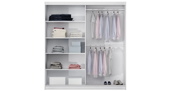 Šatní skříň DENENA 200, grafit/bílý lesk