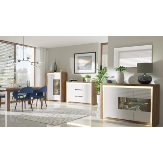 Šatní skříň FILIKA 1D, dub ribbeck/bílý lesk