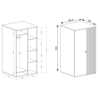 Šatní skříň FRAGILIS 2D, dub artisan/černá