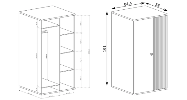 Šatní skříň FRAGILIS 2D, dub artisan/černá