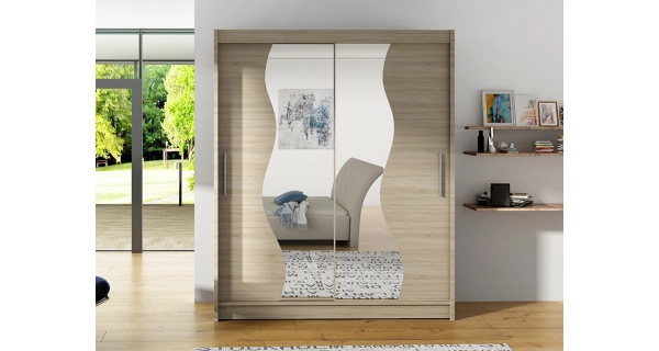 Šatní skříň GAMBA S, dub sonoma/zrcadlo