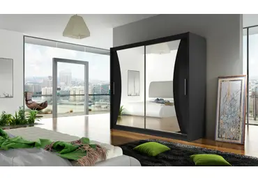 Šatní skříň GAMBA V, černý mat/zrcadlo