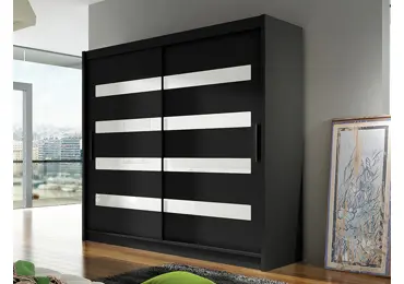 Šatní skříň GAMBA XI, černá/bílé sklo