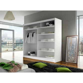 Šatní skříň GAMBA XI, černá/bílé sklo