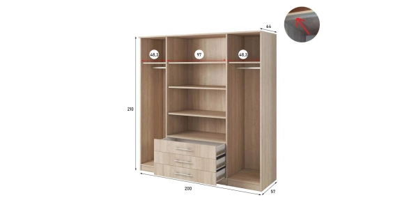 Šatní skříň GLOBIFERA 4D, dub sonoma