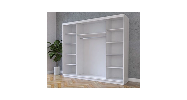 Šatní skříň GOFREDO se zrcadlem, bílá