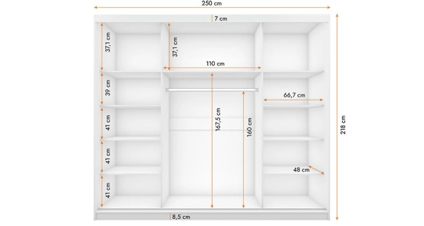 Šatní skříň GOFREDO se zrcadlem, černá/dub sonoma