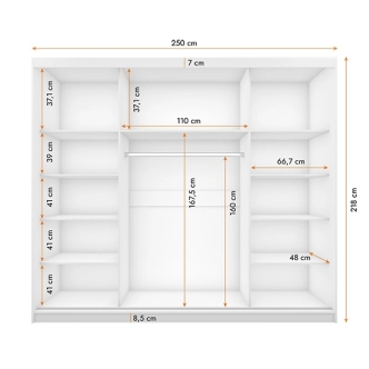 Šatní skříň GOFREDO se zrcadlem, černá
