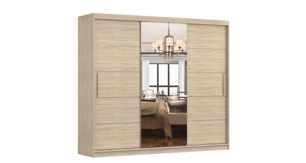 Šatní skříň GOFREDO se zrcadlem, dub sonoma