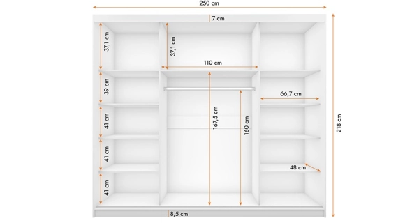 Šatní skříň GOFREDO se zrcadlem, dub sonoma
