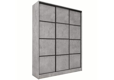 Šatní skříň HARAZIA 150 bez zrcadla, se 4 šuplíky a 2 šatními tyčemi, beton