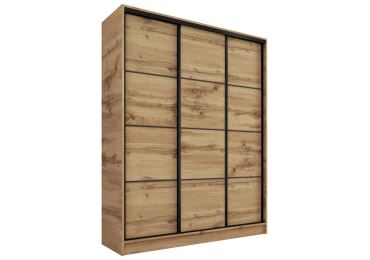 Šatní skříň HARAZIA 150 bez zrcadla, se 4 šuplíky a 2 šatními tyčemi, dub wotan