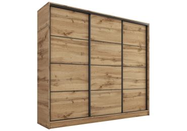 Šatní skříň HARAZIA 200 bez zrcadla, se 4 šuplíky a 2 šatními tyčemi, dub wotan