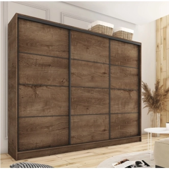 Šatní skříň HARAZIA 250 bez zrcadla, se 4 šuplíky a 2 šatními tyčemi, dub lefkas