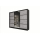Šatní skříň HARAZIA 250 se zrcadlem, 4 šuplíky a 2 šatními tyčemi, černý mat/beton