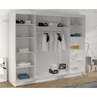 Šatní skříň HARDY I se zrcadlem, bílá/černá