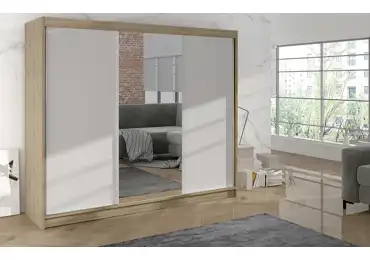 Šatní skříň HARDY I se zrcadlem, dub sonoma/bílá