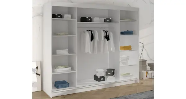 Šatní skříň HARDY VI se zrcadlem, černá DOPRODEJ