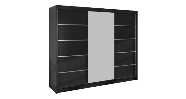 Šatní skříň HARDY VI se zrcadlem, černá