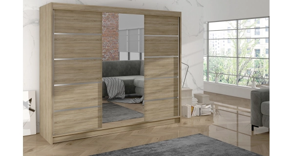 Šatní skříň HARDY VI se zrcadlem, dub sonoma