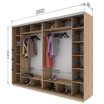 Šatní skříň HEREI o výšce 240 cm, dub artisan