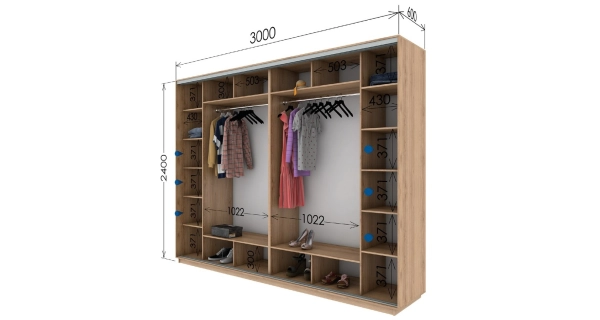 Šatní skříň HEREI o výšce 240 cm, dub artisan