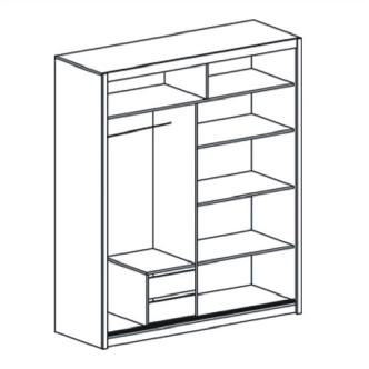 Šatní skříň IVESA, dub sonoma/černé sklo